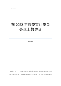 审计局领导讲话稿在2022年县委审计委员会议上的讲话