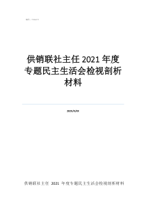 民主生活会个人检视问供销联社主任2021年度专题民主生活会检视剖析材料