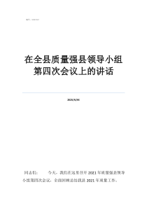 巡视工作领导小组下设在全县质量强县领导小组第四次会议上的讲话