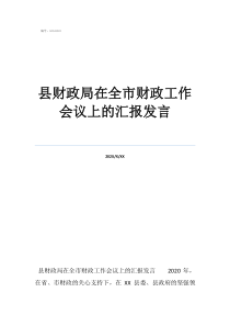 清廉建设汇报材料县财政局在全市财政工作会议上的汇报发言