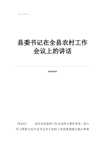 支部书记讲评简短评语县委书记在全县农村工作会议上的讲话