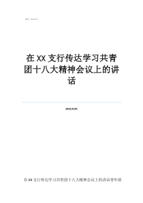 共青团员代表发言稿在支行传达学习共青团十八大精神会议上的讲话