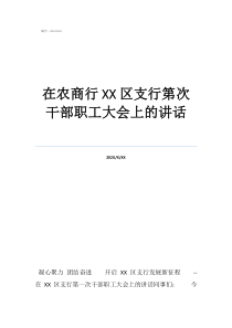农商行区支行第次干部职工大会上的讲话