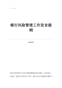 全面风险管理工作总结银行风险管理工作发言提纲