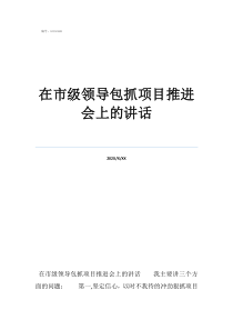 重点项目推进会讲话稿在市级领导包抓项目推进会上的讲话