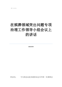 在殡葬领域突出问题专项治理工作领导小组会议上的讲话
