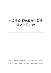 项目推进岗是什么在发改委系统重点任务推进会上的讲话