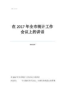 全国统计工作会议讲话在2017年全市统计工作会议上的讲话