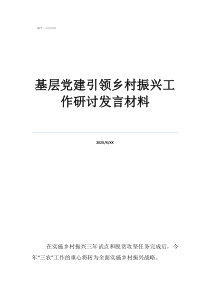 党建促进基层党建引领乡村振兴工作研讨发言材料