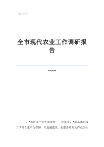 农业推广全市现代农业工作调研报告