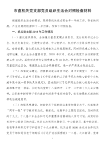市直机关党支部党员组织生活会对照检查材料