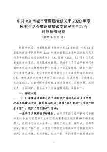 2020年度城市管理局党组民主生活会班子对照检查材料