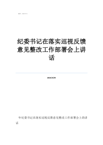 纪委书记在落实巡视反馈意见整改工作部署会上讲话