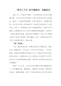 “学习二十大 实干建新功”主题征文参考范文2篇（十七）