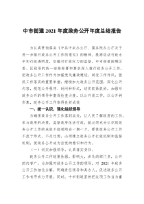 中市街道2021年度政务公开年度总结报告docx