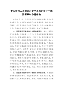 专业技术人员学习习近平总书记在辽宁沈阳考察时心得体会doc