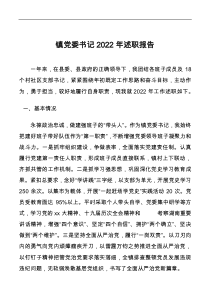 镇党委书记2022年述职报告docx