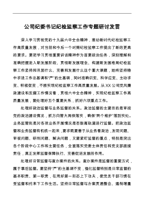 公司纪委书记纪检监察工作专题研讨发言docx