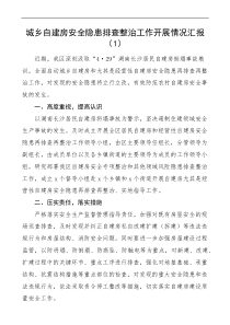 城乡居民自建房安全隐患排查整治工作汇报docx