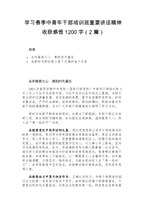 学习春季中青年干部培训班重要讲话精神收获感悟1200字（）docx
