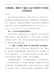 党课聚焦六个基础坚定不移铸牢民族共同体意识党课讲稿docx