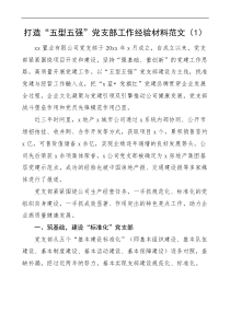 五强党支部创建工作经验材料docx