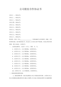 初创公司企业公司股份合作协议书多人合伙范本3