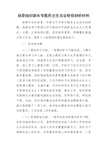 县委组织部长专题民主生活会检视剖析材料
