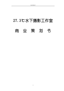 27.3℃水下摄影工作室商业策划书