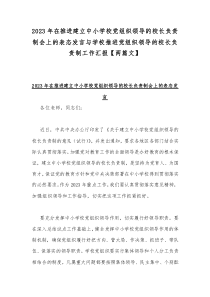 2023年在推进建立中小学校党组织领导的校长负责制会上的表态发言与学校推进党组织领导的校长负责制工作汇报【两篇文】