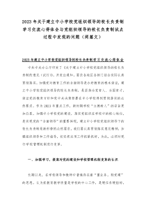 2023年关于建立中小学校党组织领导的校长负责制学习交流心得体会与党组织领导的校长负责制试点过程中发现的问题（两篇文）