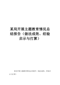 主题教育情况总结报告——做法成效、经验启示与打算
