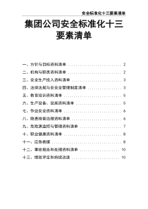 集团公司安全标准化十三要素清单