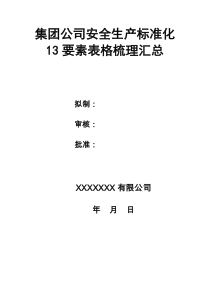 集团公司安全生产标准化13要素表格梳理汇总