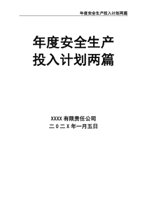 年度安全生产投入计划两篇