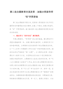 第二批主题教育交流发言：加强分类指导将“实”字贯穿始终
