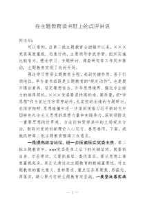 在主题教育读书班上的点评讲话