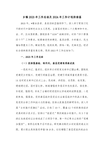 乡镇2023年工作总结及2024年工作计划供参考
