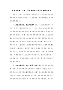 应急管理局“五星”党支部创建工作总结报告供借鉴