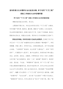 宣传思想文化专题研讨会交流发言稿、学习运用“千万工程”经验工作推进大会讲话稿两篇