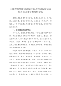 主题教育专题调研报告以项目建设新成效培育经济社会发展新动能