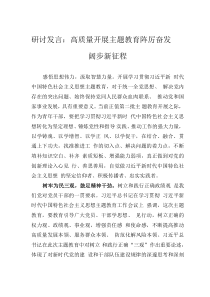 研讨发言：高质量开展主题教育 踔厉奋发阔步新征程