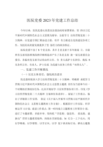 医院党委2023年党建工作总结