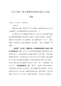 在公司第二批主题教育经验交流会上的发言稿