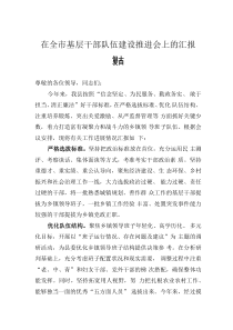 在全市基层干部队伍建设推进会上的汇报发言