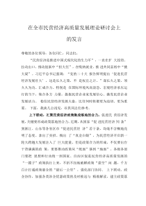 在全市民营经济高质量发展理论研讨会上的发言