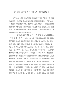 在全市乡村振兴工作会议上的交流发言