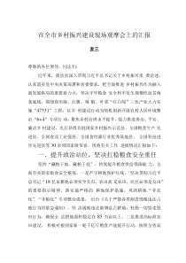 在全市乡村振兴建设现场观摩会上的汇报发言