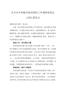 在全市乡村振兴驻村帮扶工作调研座谈会上的汇报发言