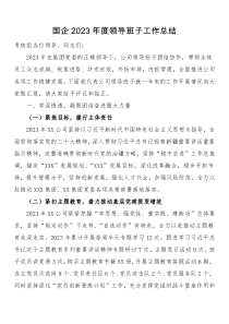 2023年度国企领导班子工作总结